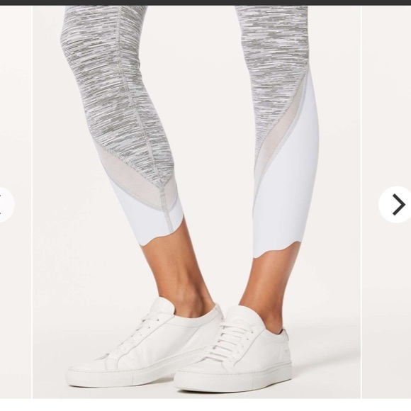 Lululemon Wunder Under Crop II *Scallop 23" Special Ed. Grey Silver Mesh Space 4 - Picture 4 of 15
